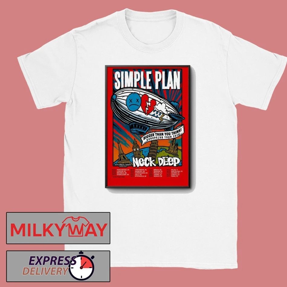 Simple Plan With Neck Deep EU-UK Tour 2026 Bigger Than You Think Poster shirt