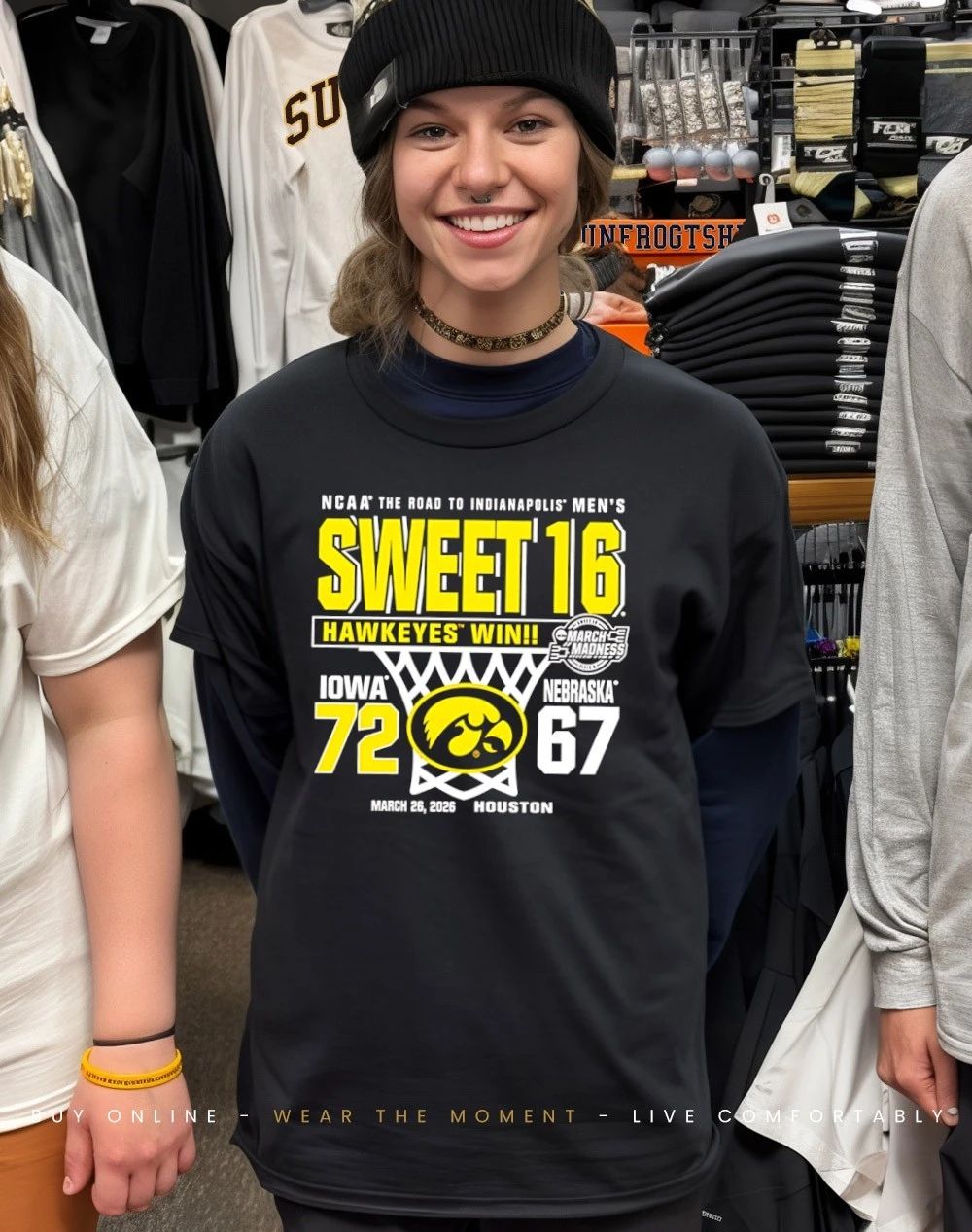 Iowa Hawkeyes 2026 Men’s Basketball Sweet 16 Score vs Nebraska Cornhuskers 72-67 shirt
