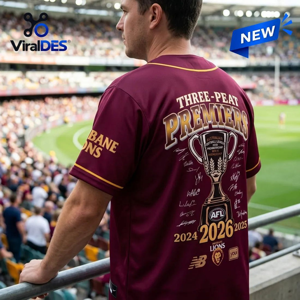 Brisbane Lions 2026 AFL Premiers Maroon Baseball Jersey