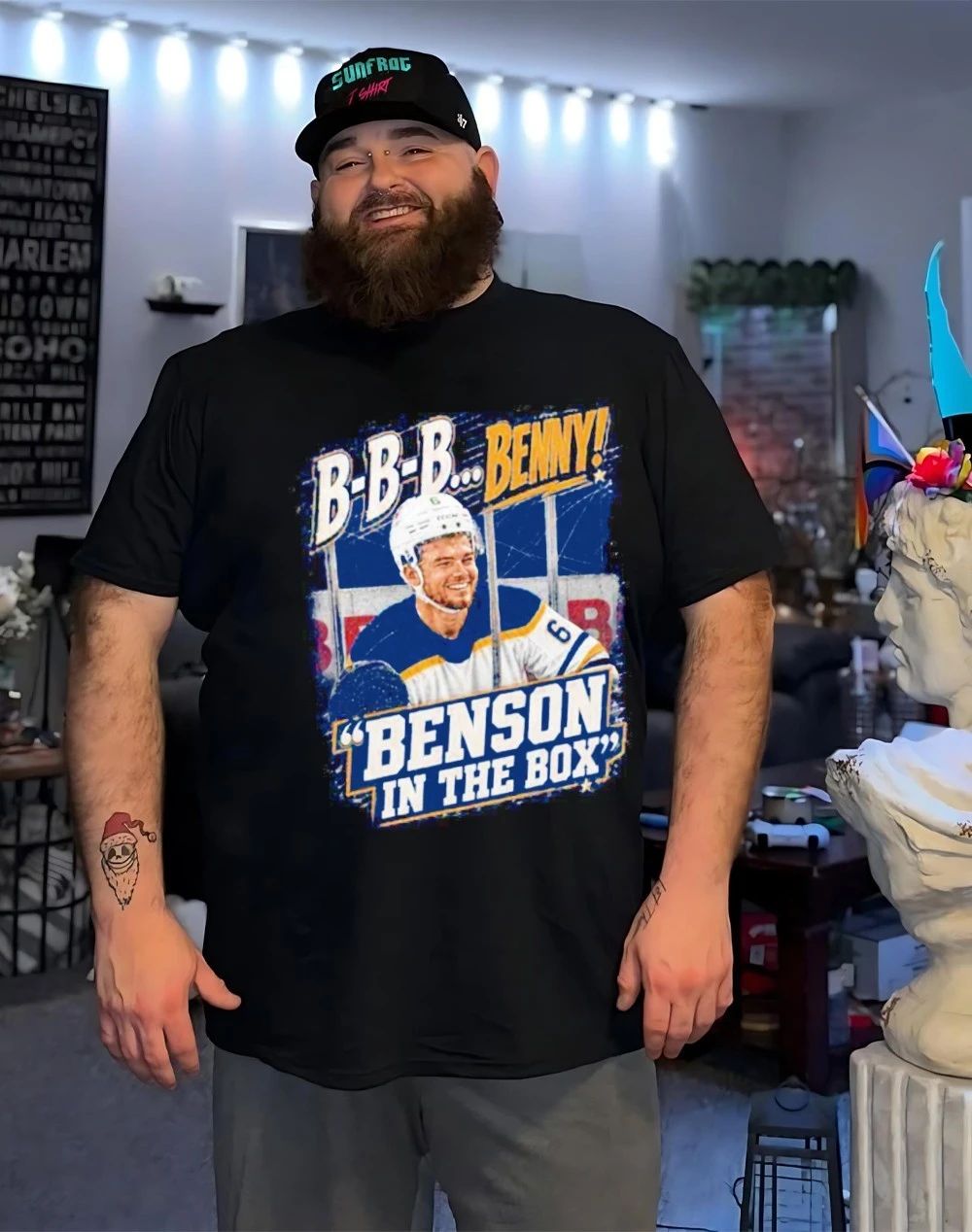 Buffalo Sabres BBB Benny Benson in the box front and back shirt