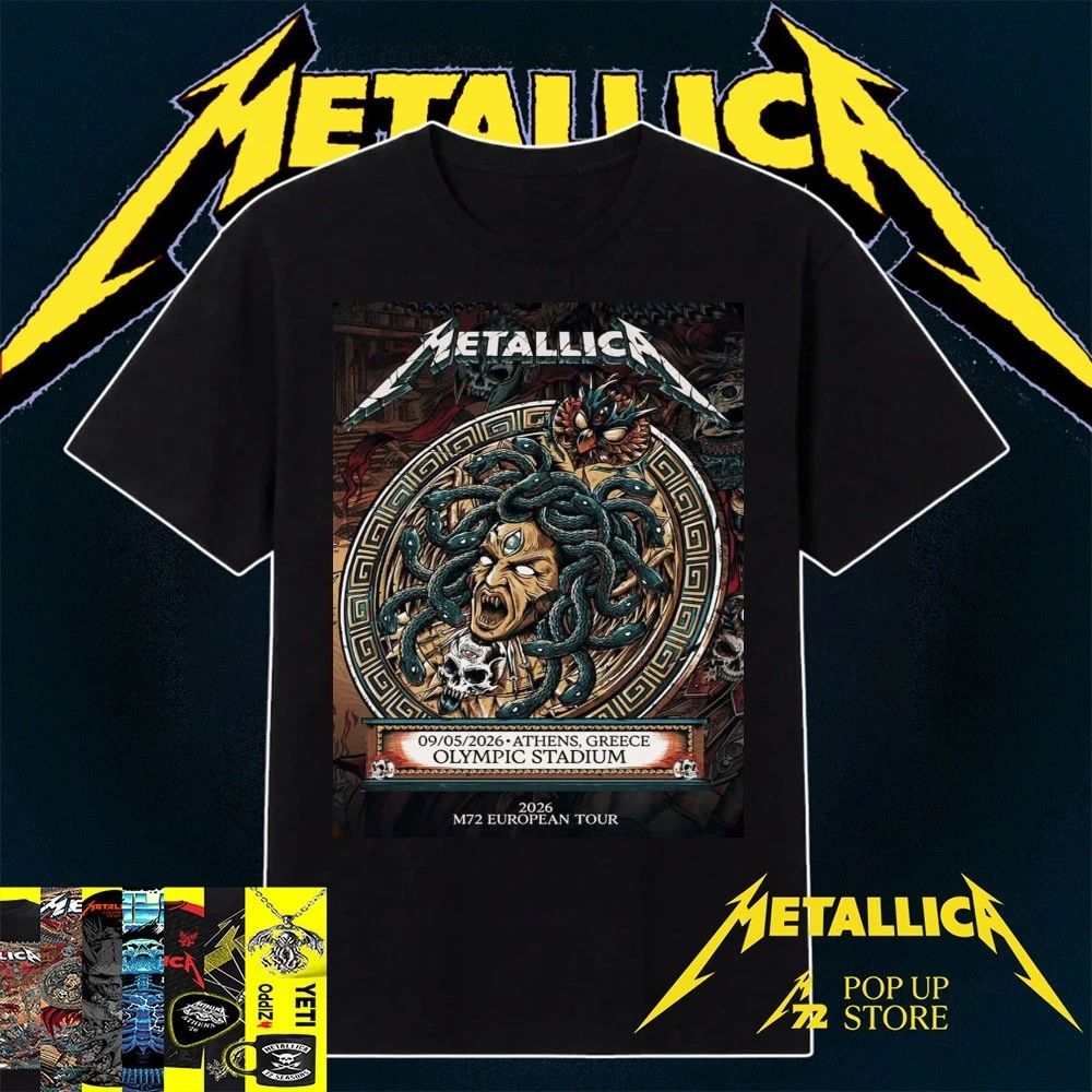 Metallica M72 Athens At Olympic Stadium Greece On May 9 2026 M72 European Tour Medusa Art Poster Shirt – Copy