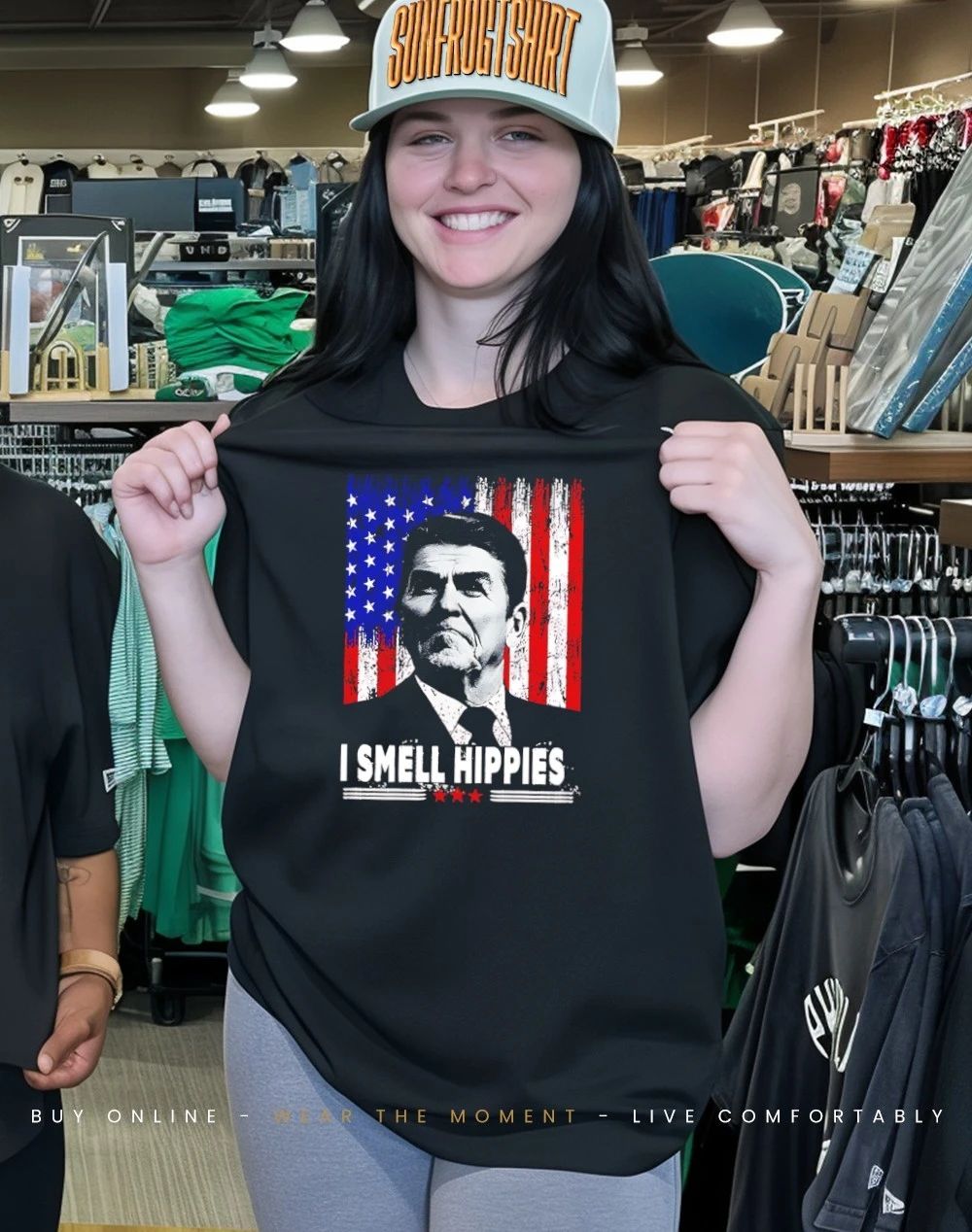I Smell Hippies Reagan USA flag shirt