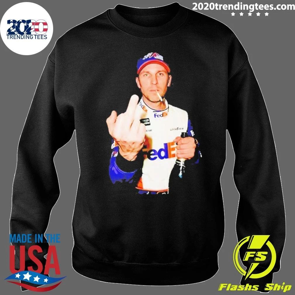 Denny Hamlin 2026 Middle Finger Smoking And Beer Shirt