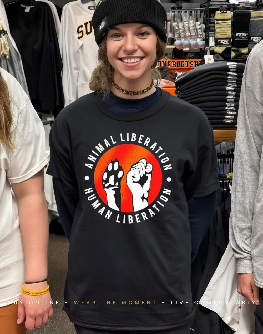 Paw and hand raise animal liberation human liberation shirt