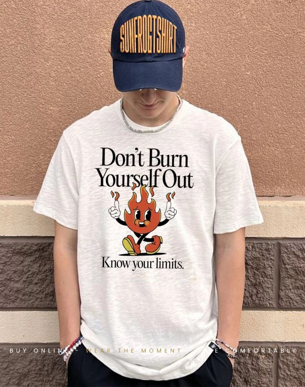 Don’t burn yourself out know your limits fire cartoon shirt