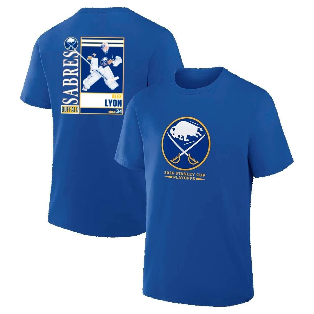 Buffalo Sabres Alex Lyon goalie card front and back shirt