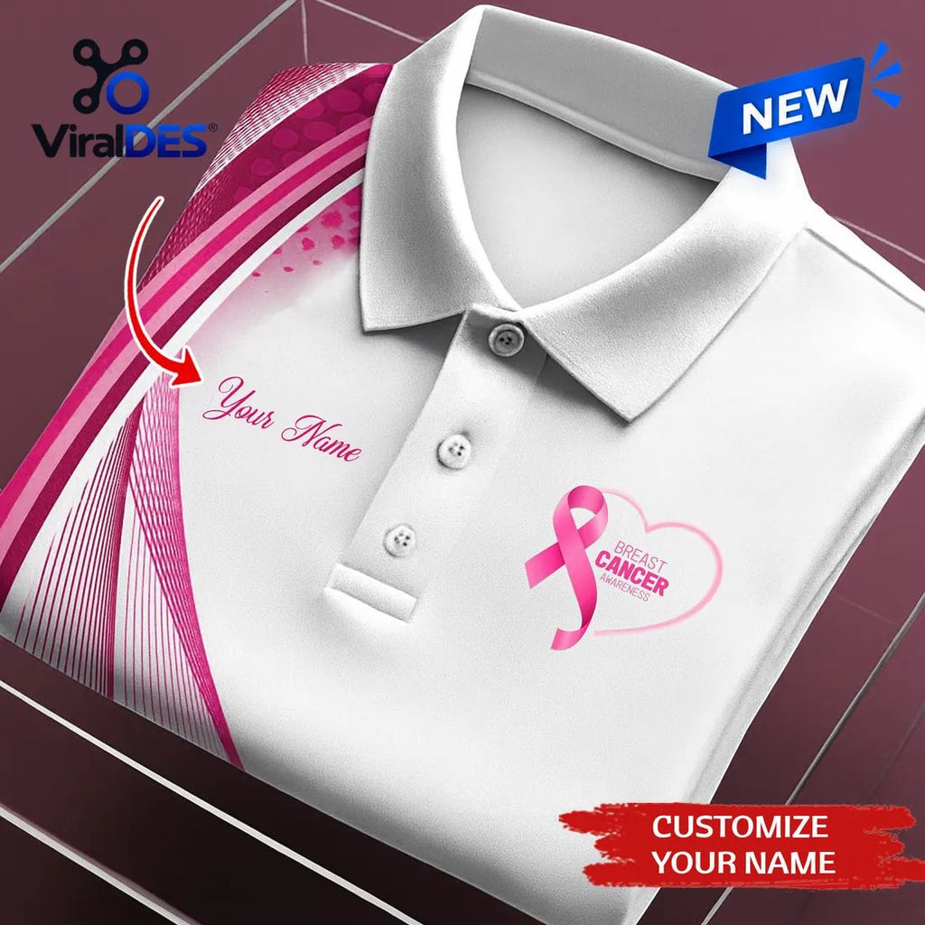 Custom Name Breast Cancer Awareness Polo Shirt