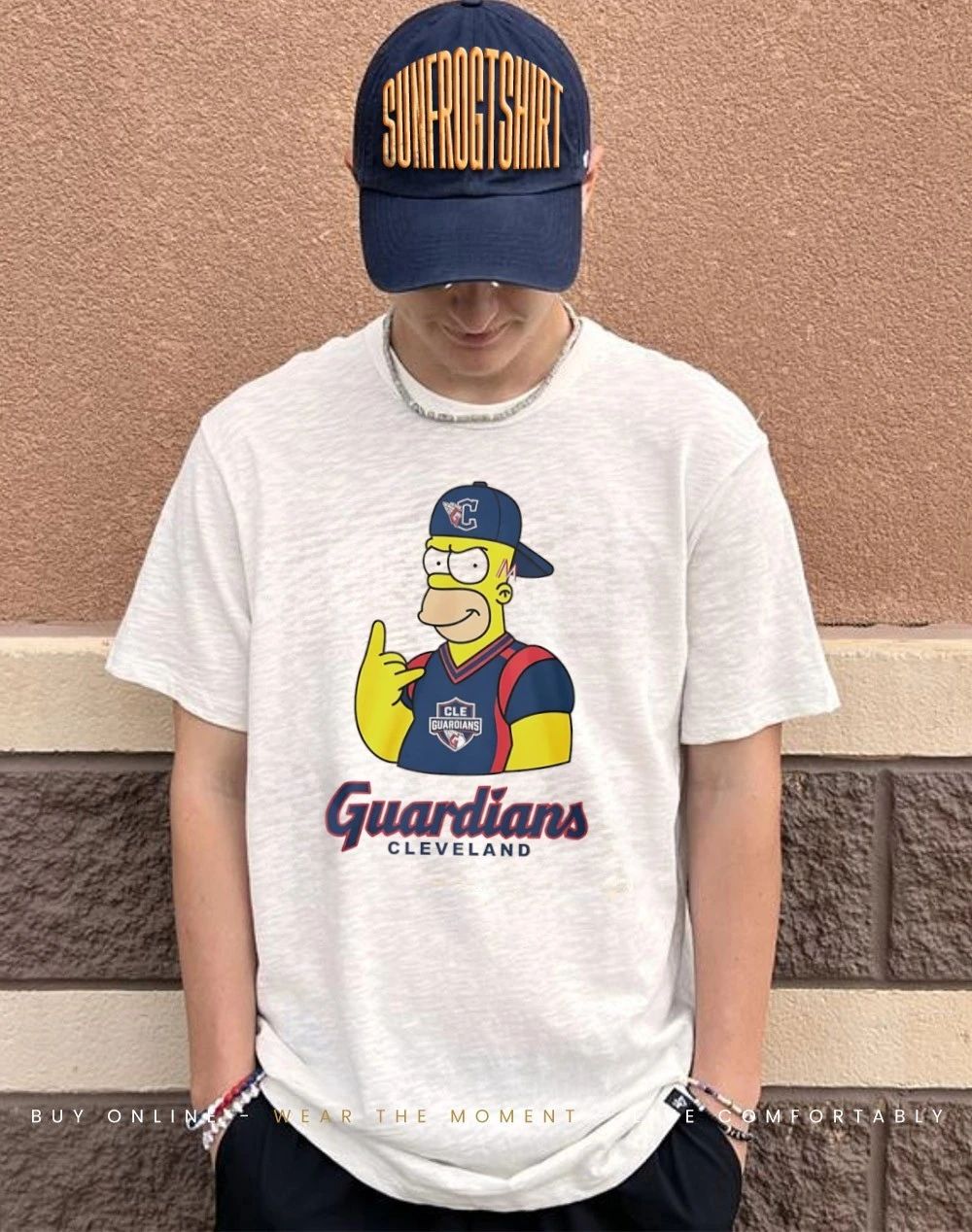 The Simpsons x Cleveland Guardians player rock hand shirt