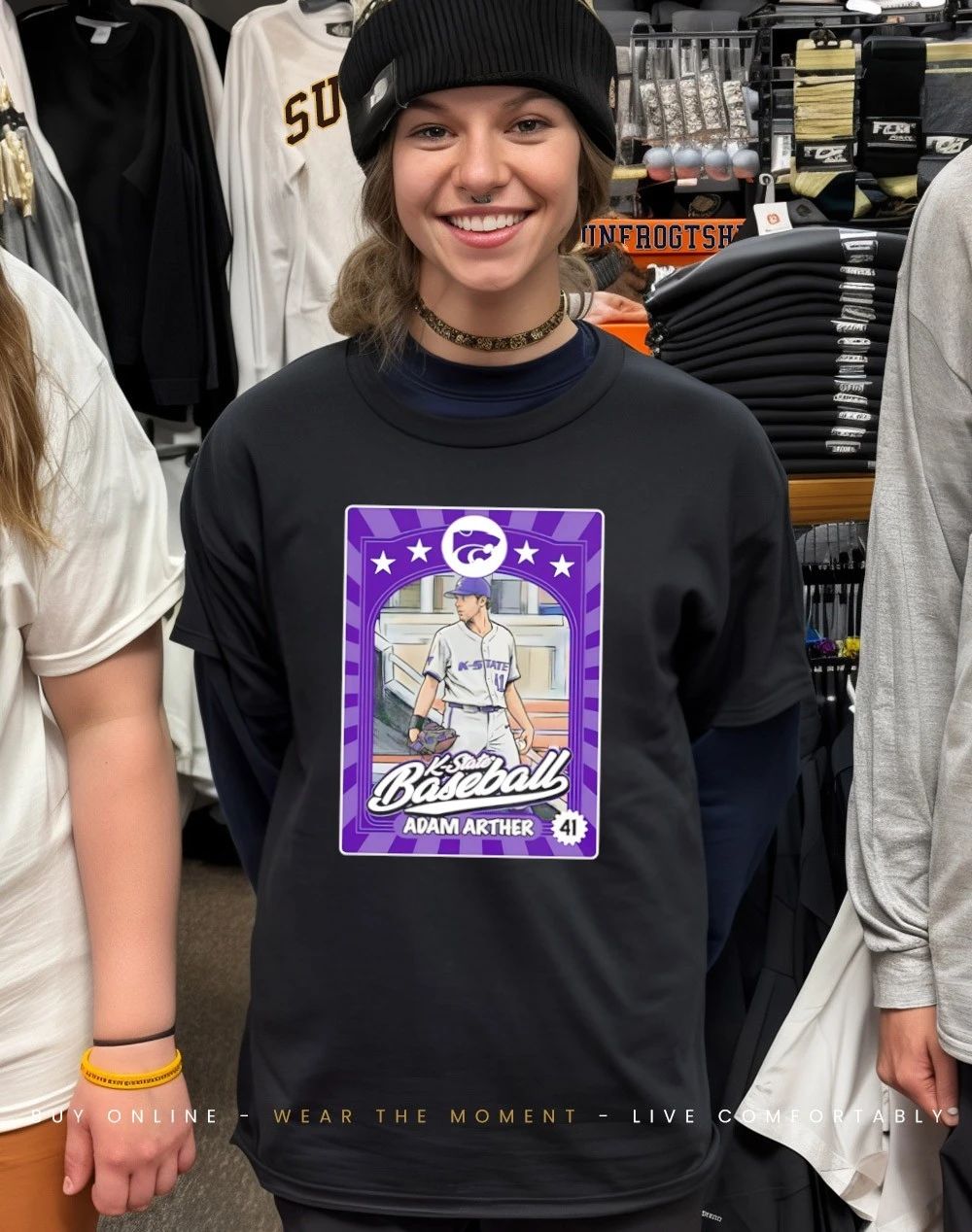 Adam Arther 41 Kansas State Wildcats baseball card Inspired shirt