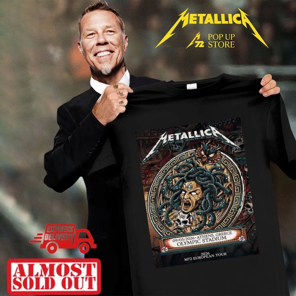 Metallica M72 Athens At Olympic Stadium Greece On May 9 2026 M72 European Tour Medusa Art Poster Shirt – Copy