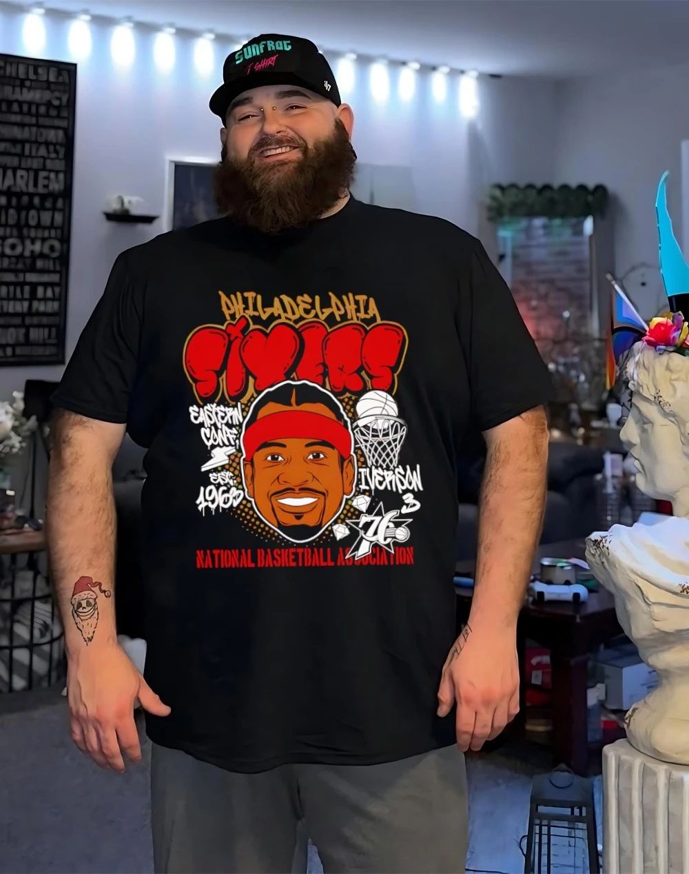 Allen Iverson Philadelphia 76ers Headshot paint shirt