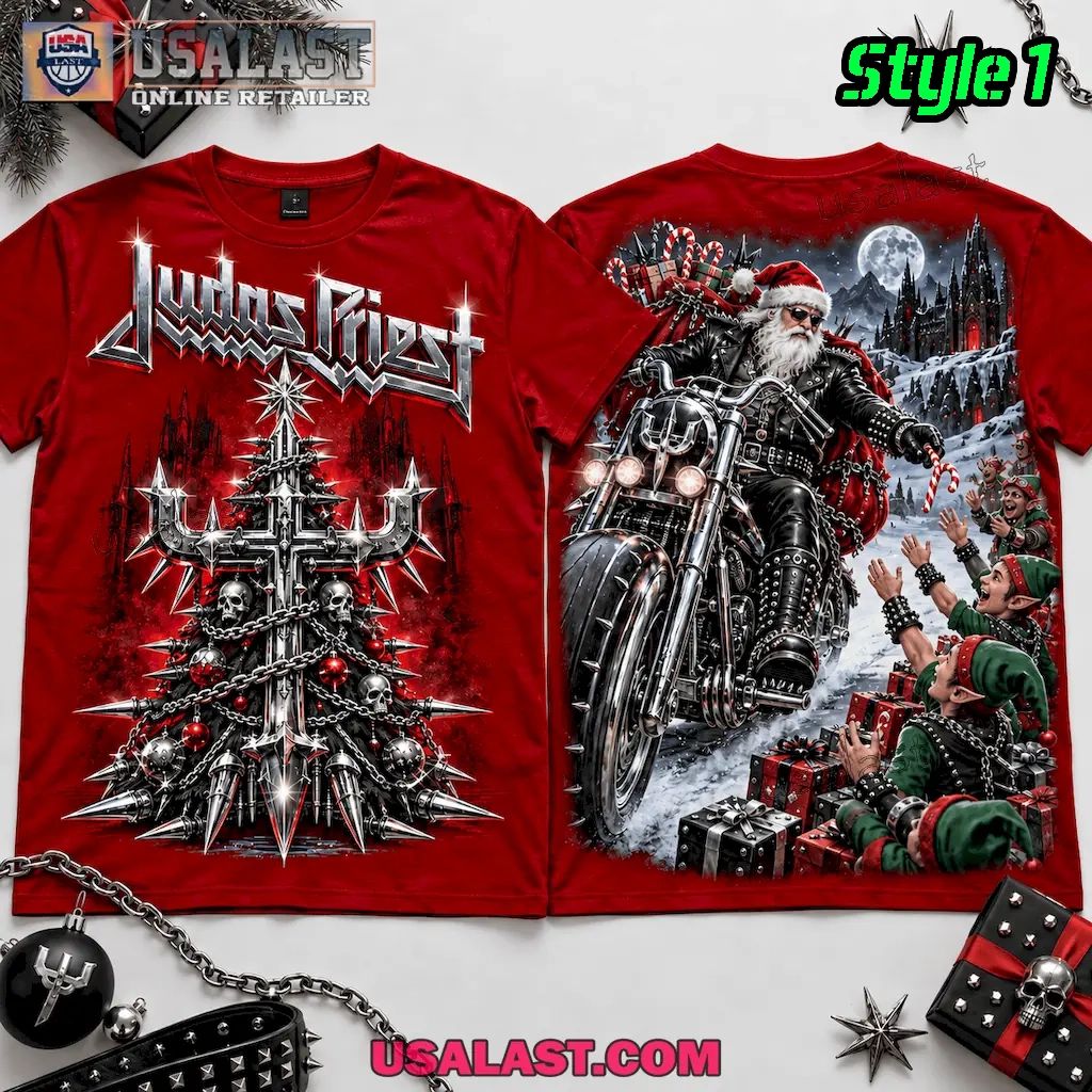 Judas Priest Bad Santa Rides Again 3D T-Shirt