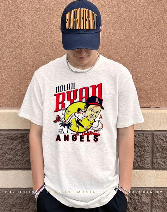 Angels Nolan Ryan signature caricature shirt