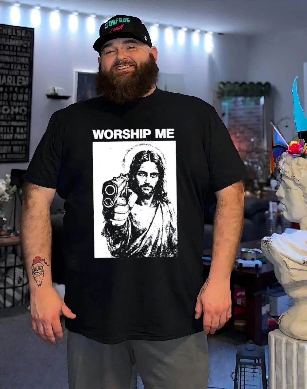 Worship Me Jesus and gun shirt