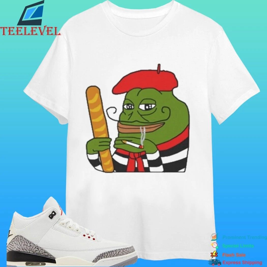 Smug French Pepe Baguette Kids Smoking Shirt