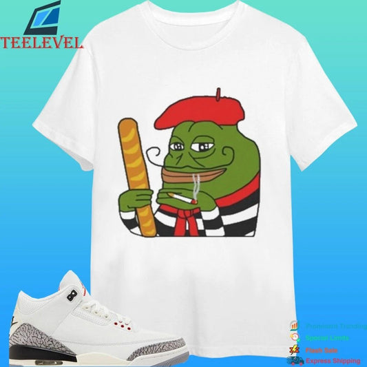 Smug French Pepe Baguette Kids Smoking Shirt