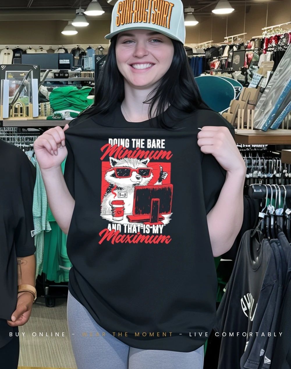 Raccoon doing the bare minimum work and that is my maximum art shirt