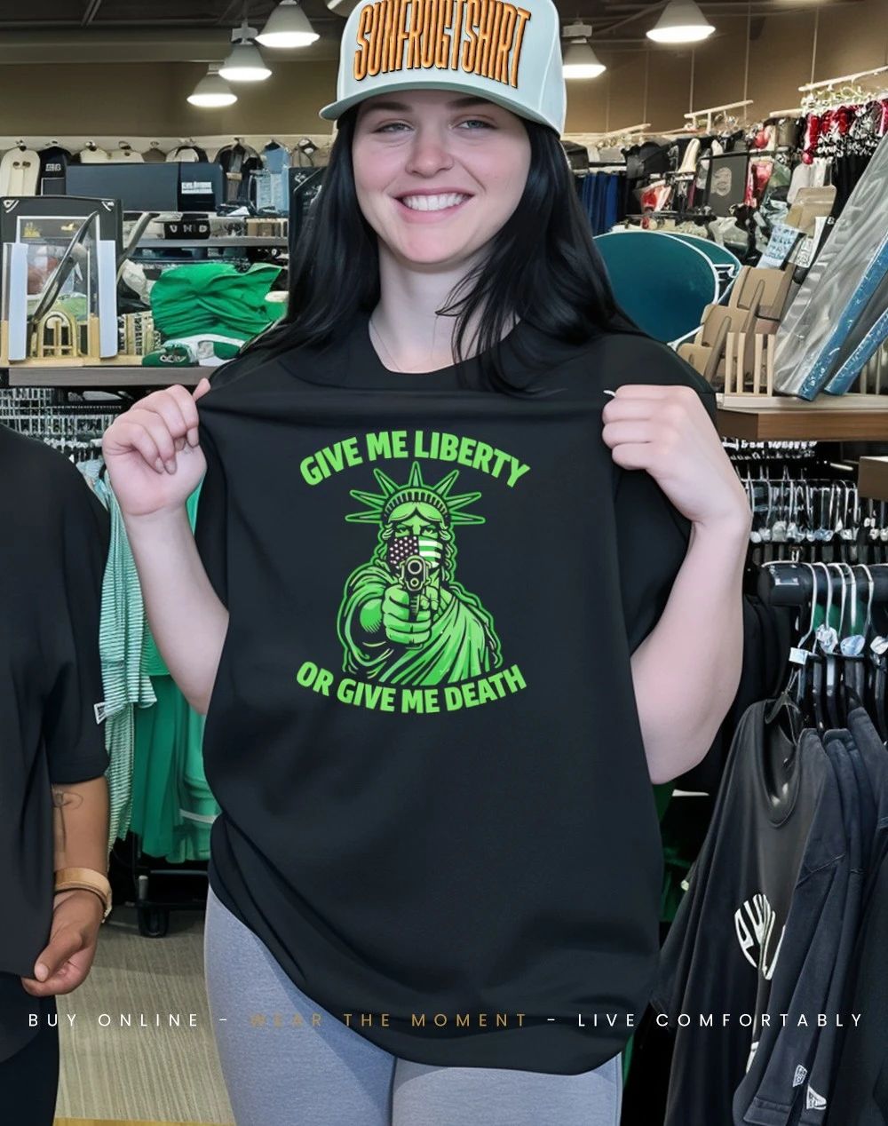 Give Me Liberty or Give Me Death Statue of Liberty Gun Graphic shirt