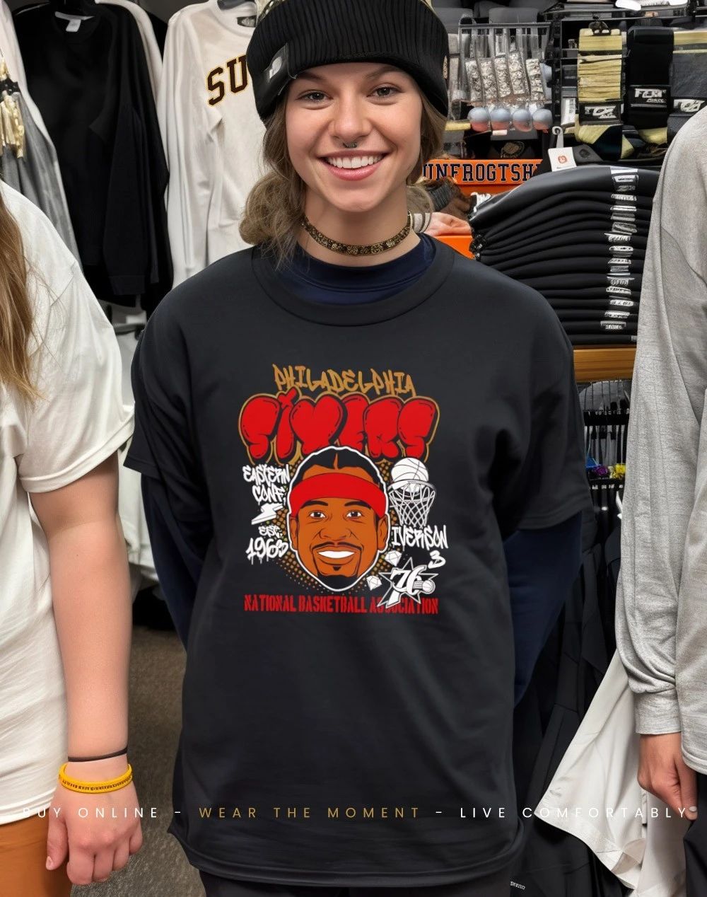 Allen Iverson Philadelphia 76ers Headshot paint shirt
