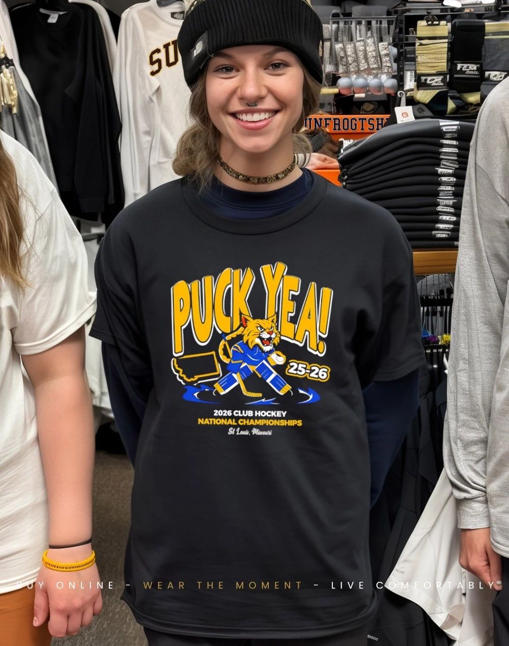 Puck Yea 2026 Club Hockey Nationals Championship mascot shirt
