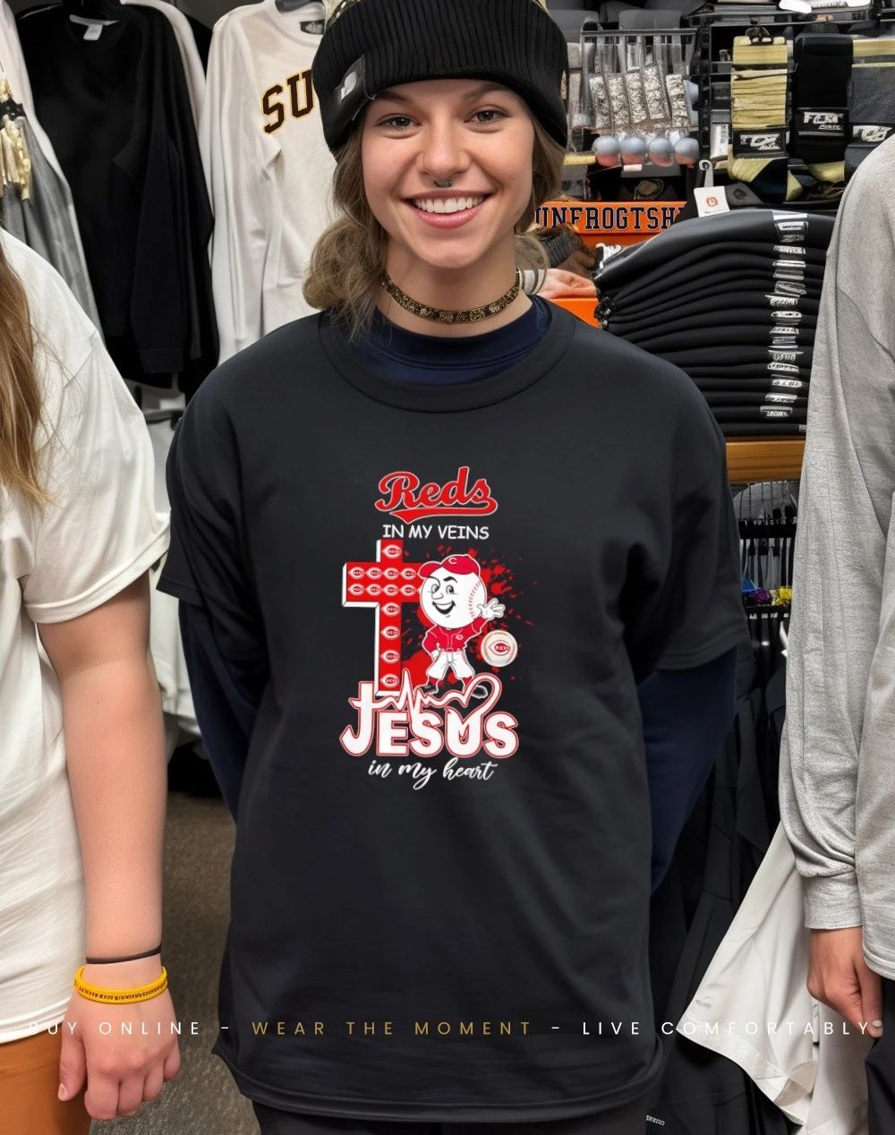 Reds In My Veins Jesus In My Heart mascot shirt