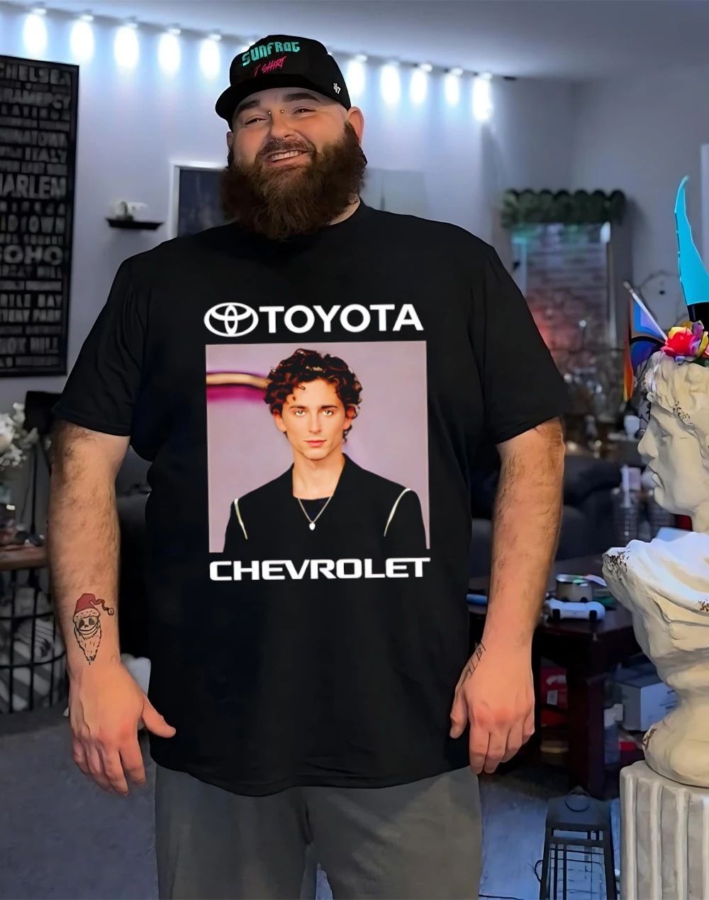 Timothee Chalamet Toyota Chevrolet shirt