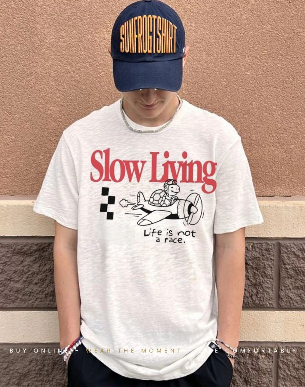 Turtle piloting slow living life is not a race shirt