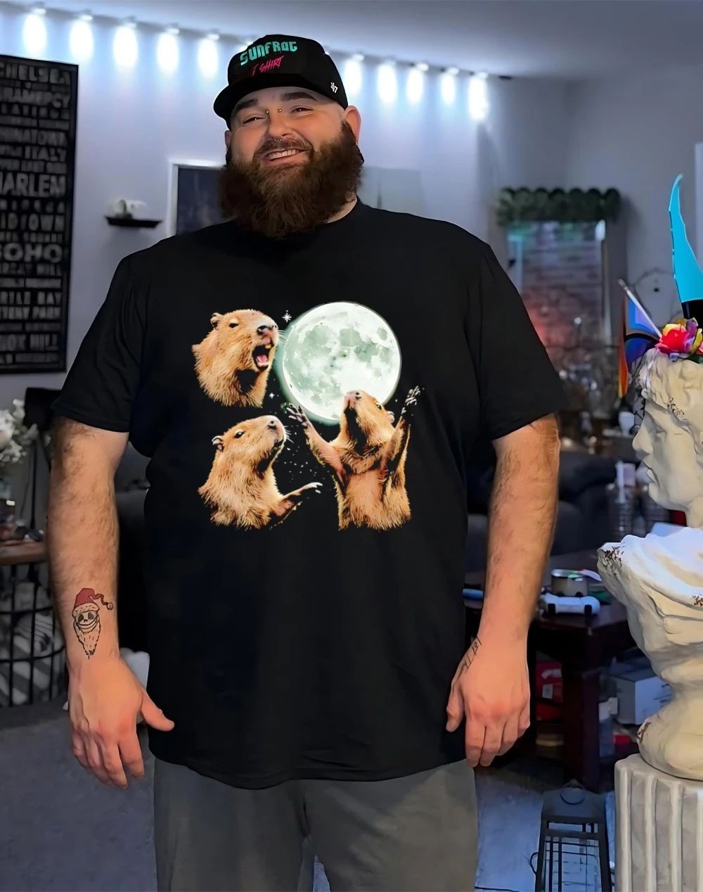 Capybara in galaxy vintage graphic shirt