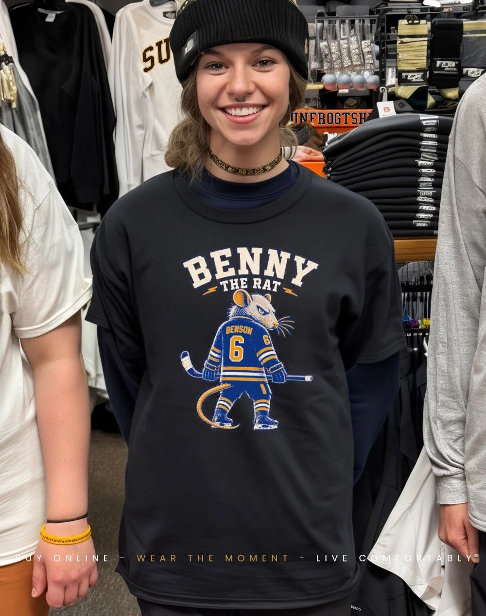 Buffalo Sabres Zach Benson Benny The Rat front and back shirt