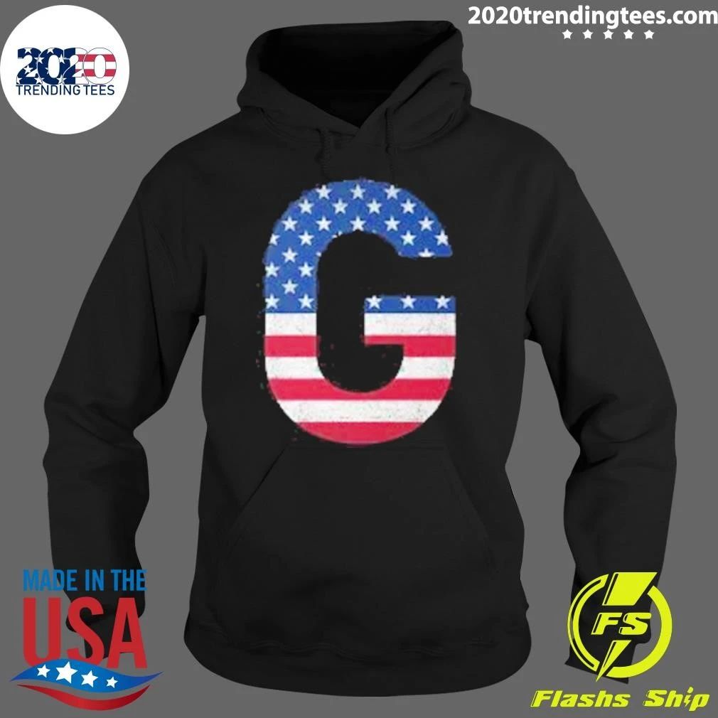 G Patriotic Letter G Design with American Flag Pattern Shirt