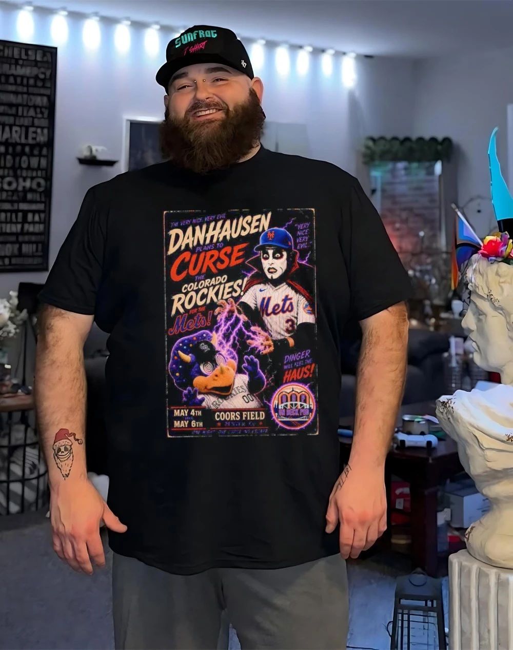 Danhausen plans to curse Colorado Rockies for the Mets front and back shirt
