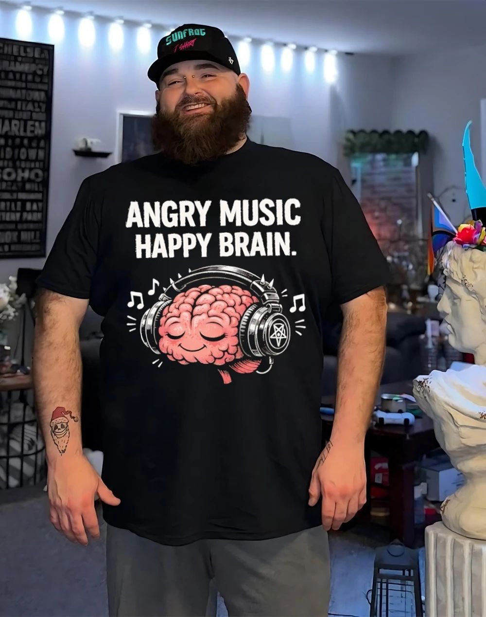 Angry music happy brain shirt