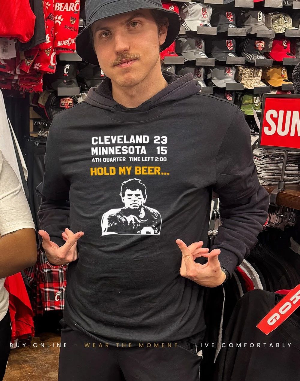 Cleveland 23 Minnesota 15 4th quarter time left 2.00 hold my beer shirt