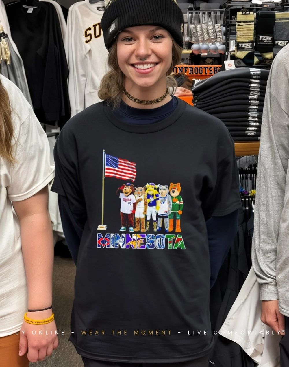 Minnesota sports mascot salute the flag shirt