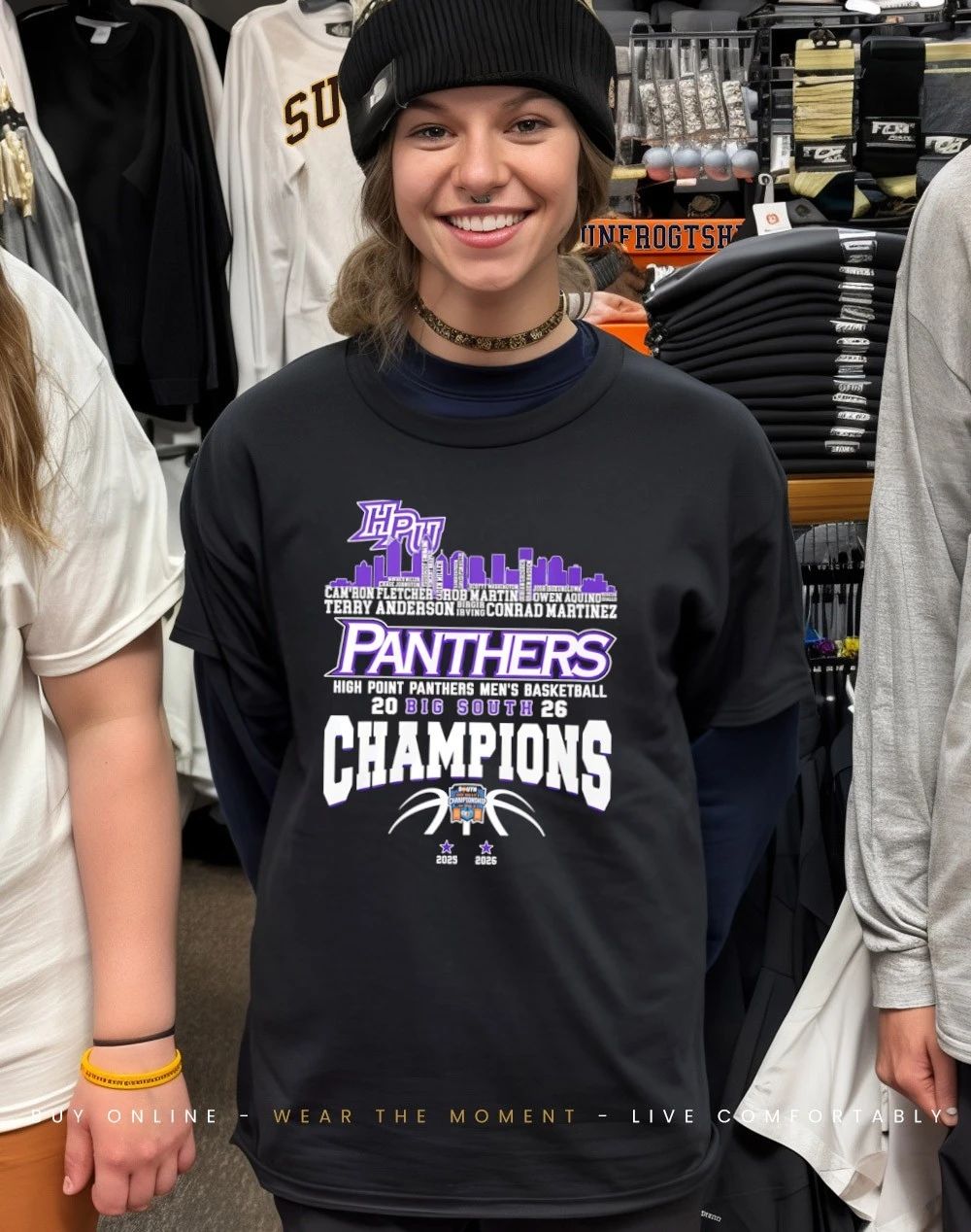 High Point Panthers Big South Champions 2026 player names city skyline shirt