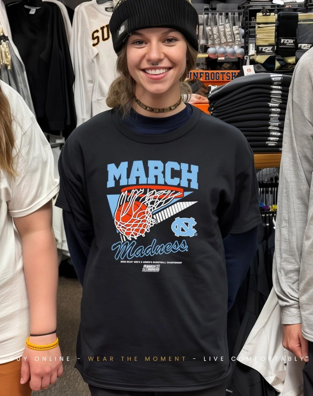 UNC Tar Heels MBB & WBB 2026 March Madness Retro Swish shirt