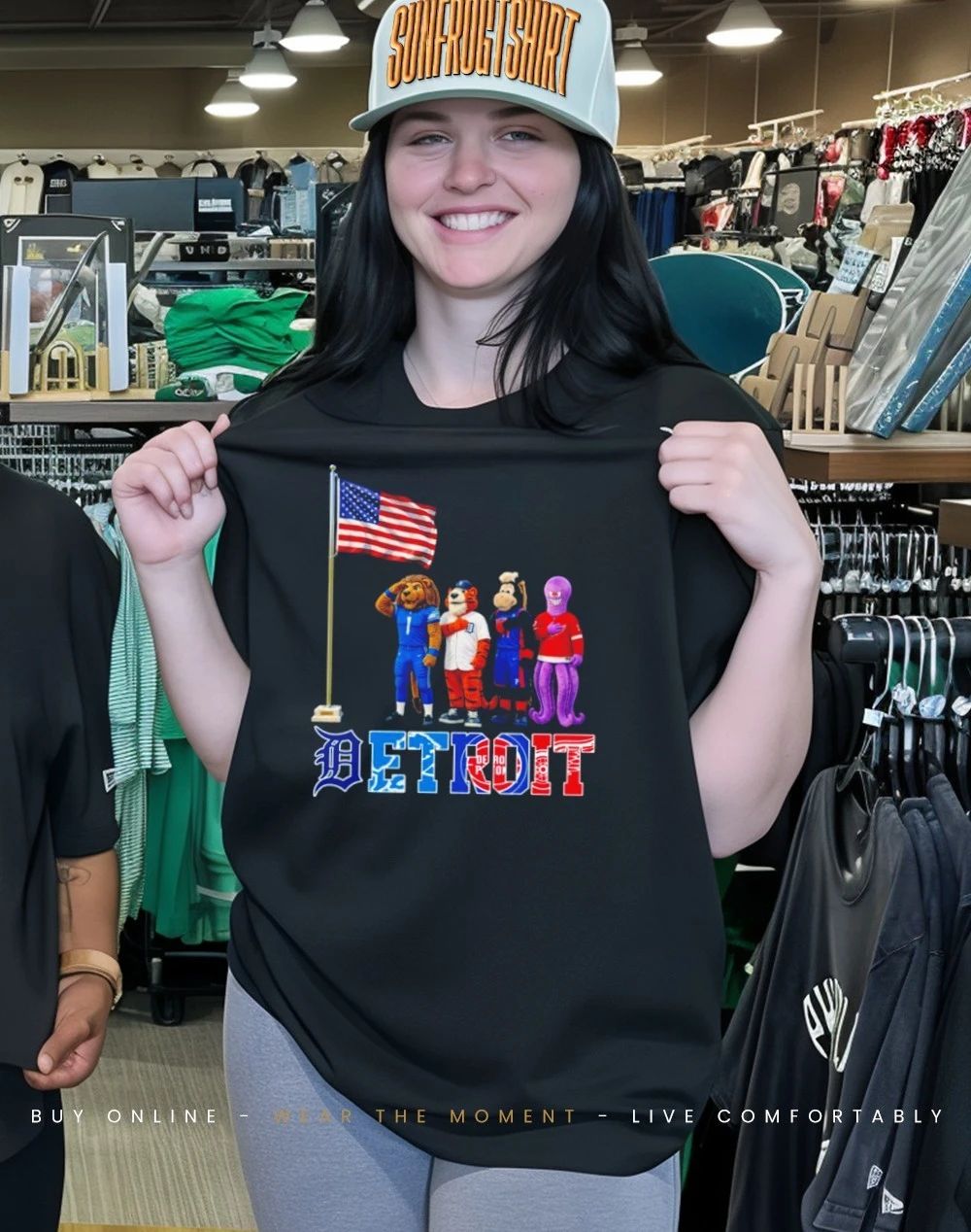 Detroit sports mascot salute the flag shirt