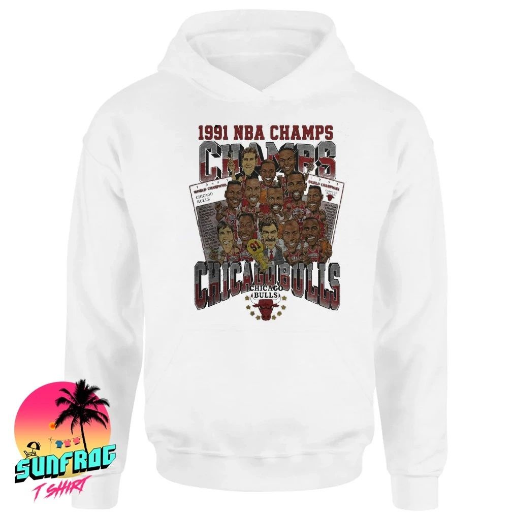 Chicago Bulls 1991 NBA World Champions caricature shirt