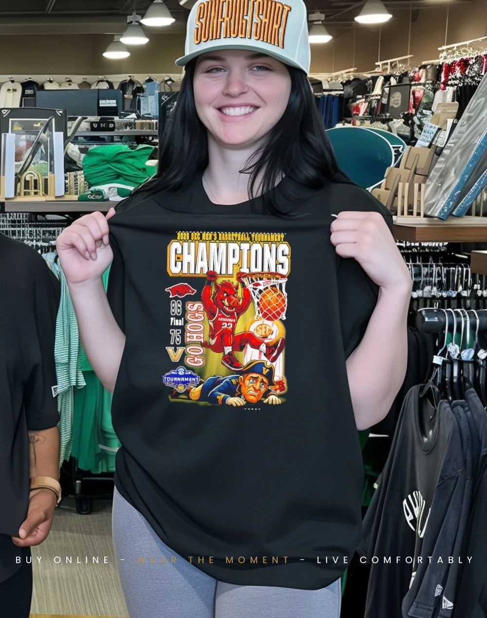 Arkansas Razorbacks 2026 SEC Men’s Basketball Tournament Champions 86-75 score mascot shirt