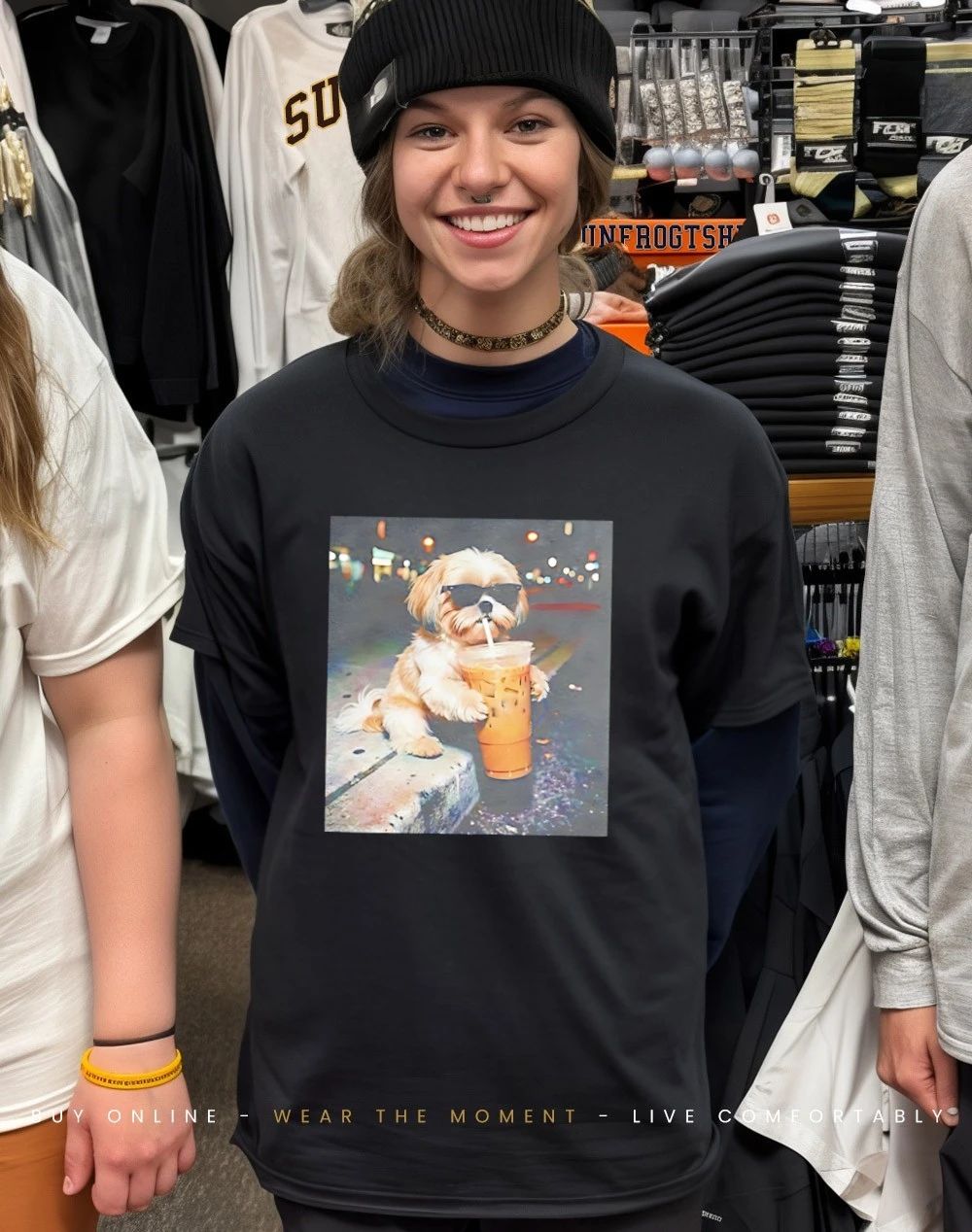 Shih Tzu Drinking Iced Coffee shirt