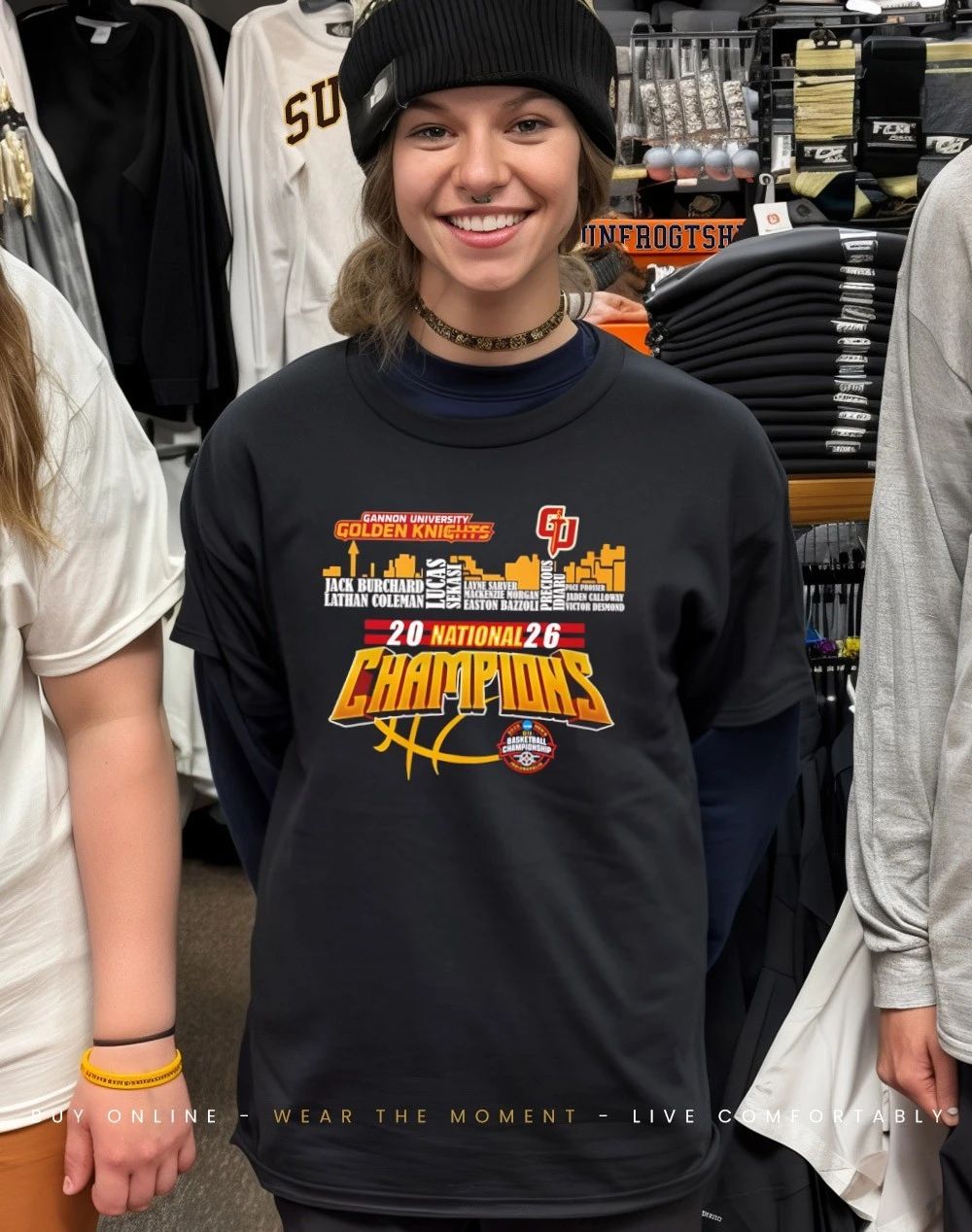Gannon Golden Knights 2026 National Champions player name city skyline shirt