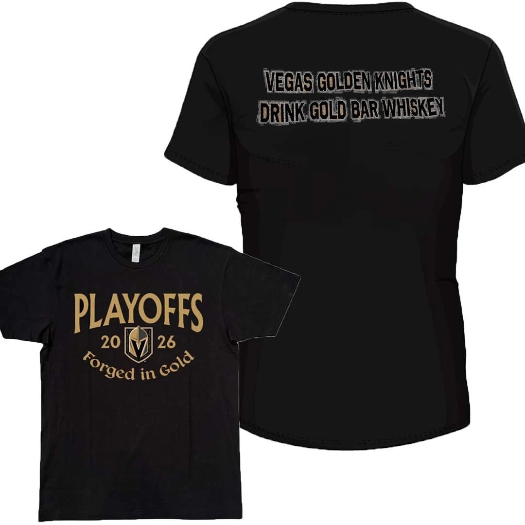 Vegas Golden Knights drink gold bar whiskey front and back shirt