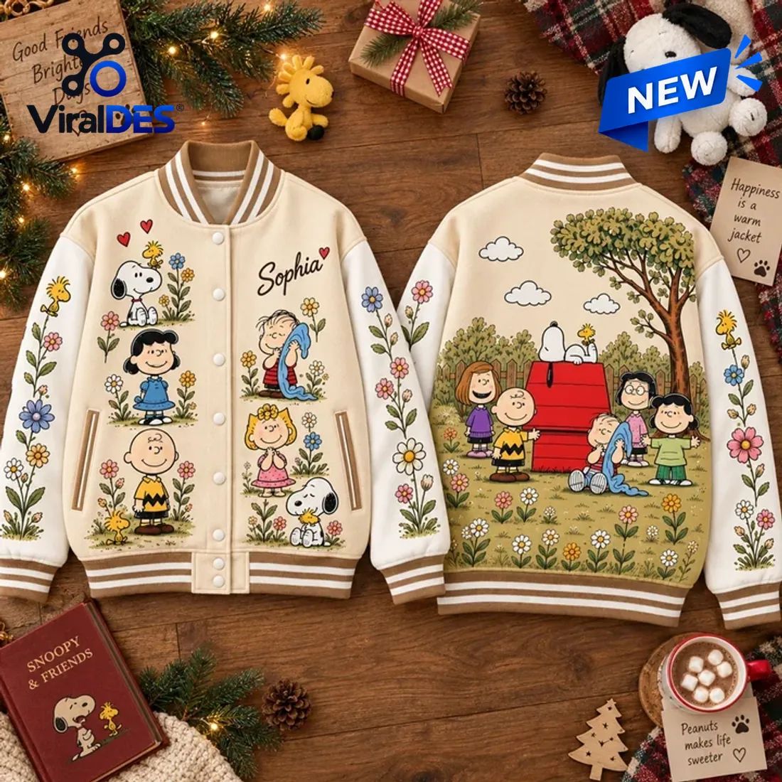 Peanuts Gang Custom Name Varsity Jacket