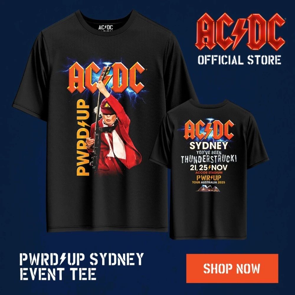 ACDC Sydney PWR UP Tour Sydney Australia November 21-25, 2025 Accor Stadium Two Sided Shirt
