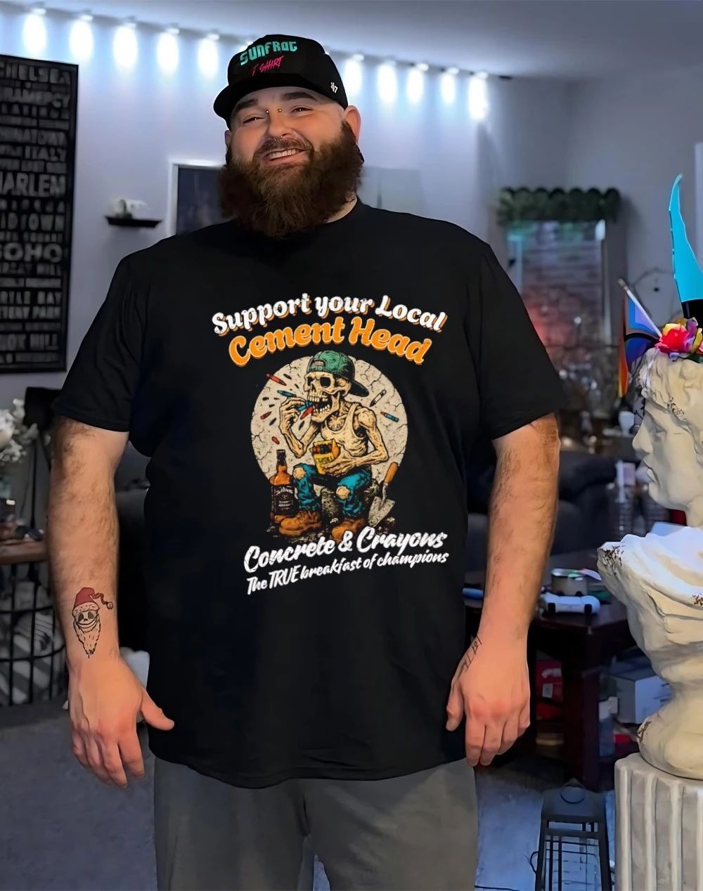 Skeleton support your local cement head concrete and crayons shirt