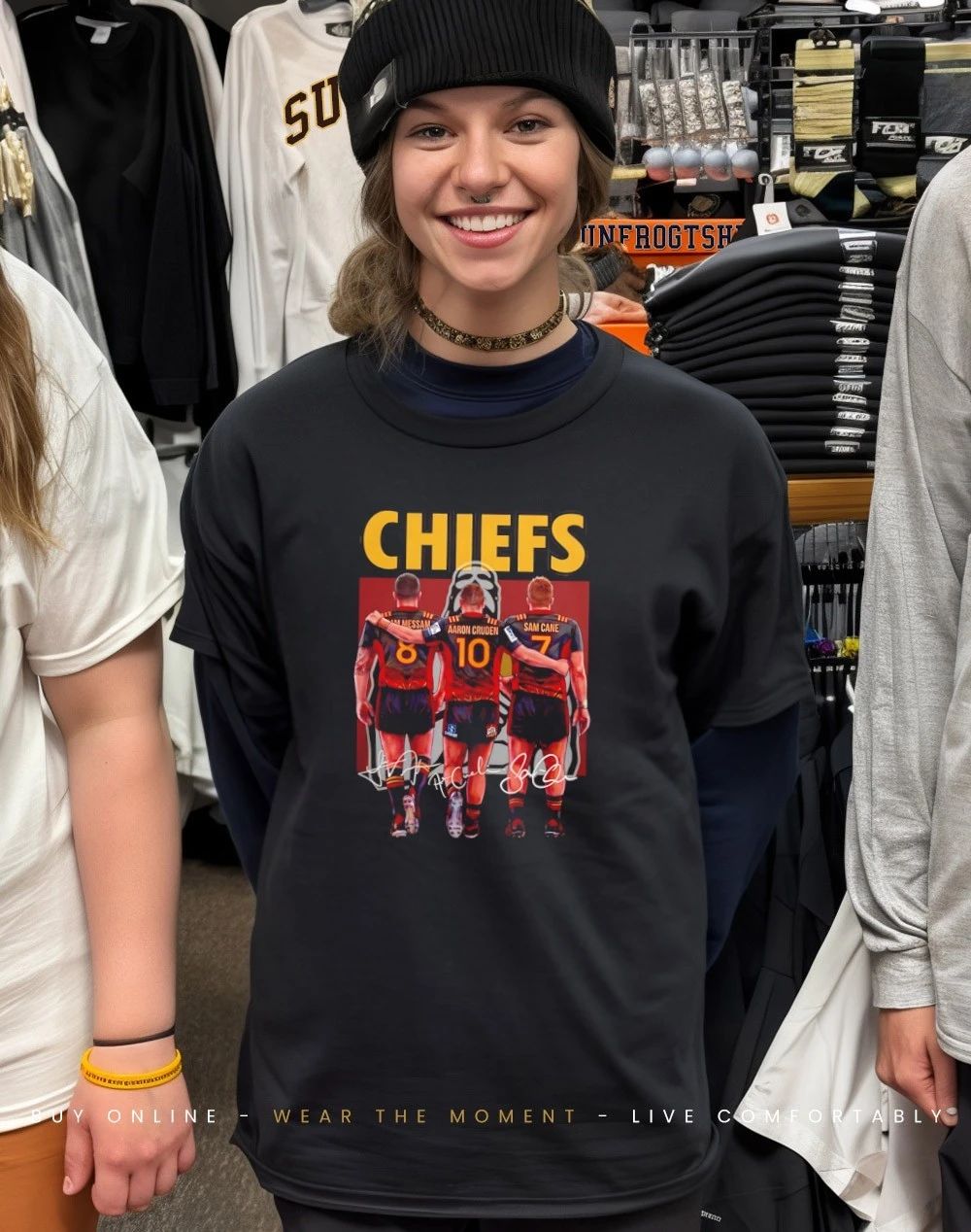 Chiefs Rugby Union players behind signatures shirt