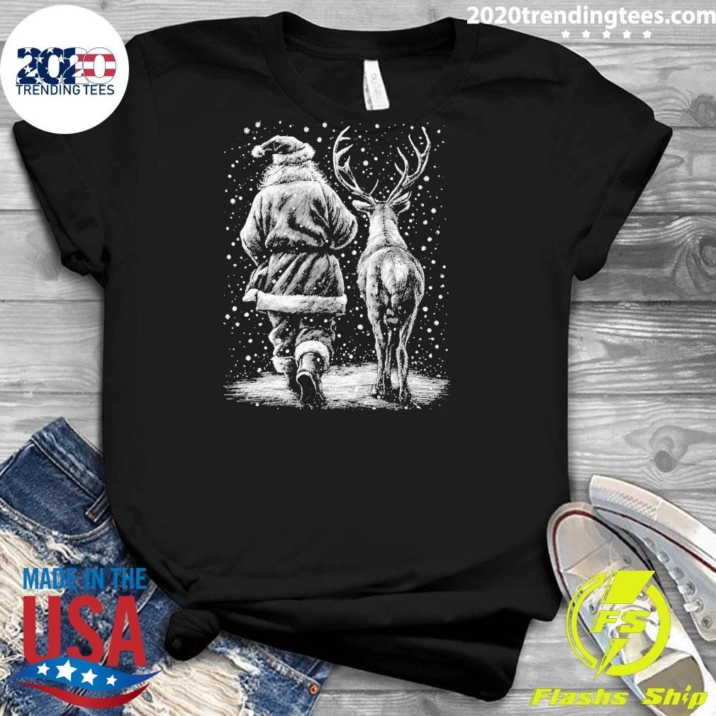 Santa Reindeer Christmas Vintage Sweater Shirt