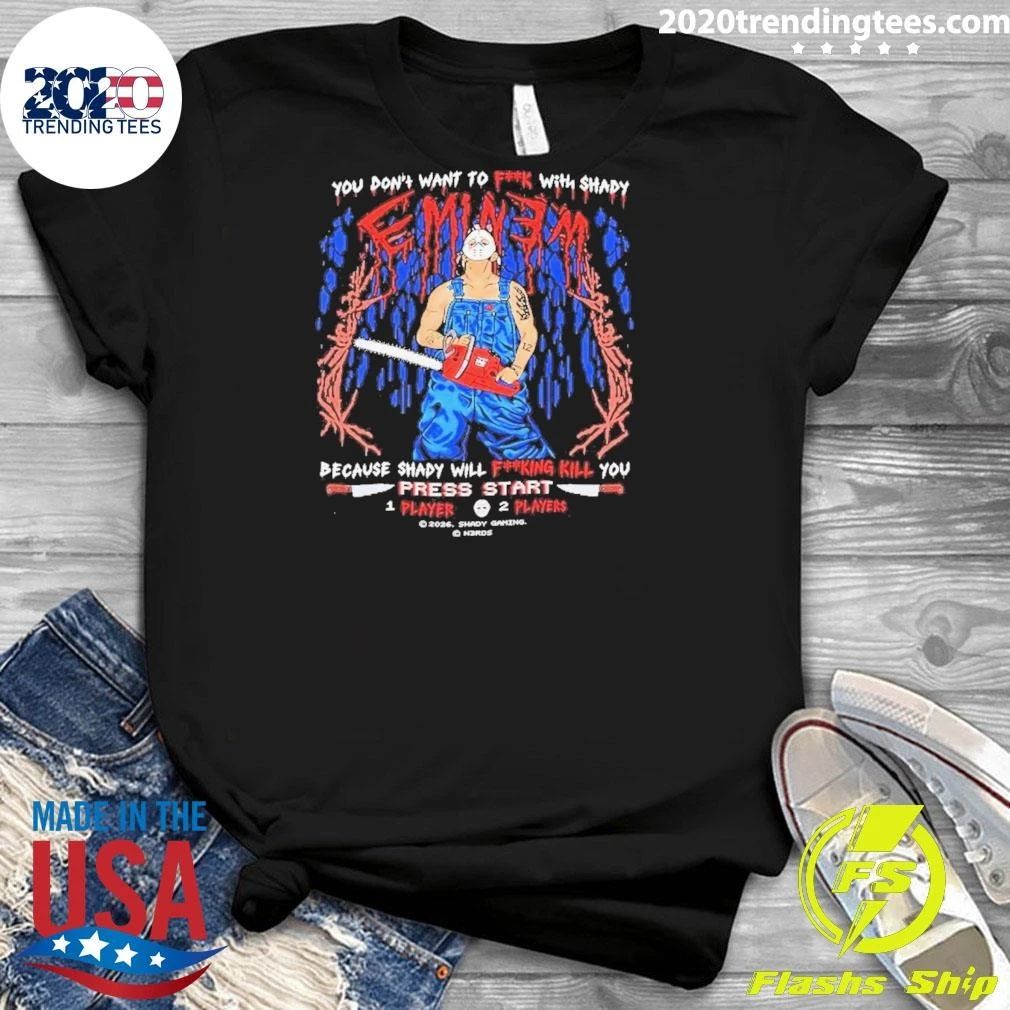 Eminem Shady Gaming Press Start Chainsaw Hockey Mask Shirt