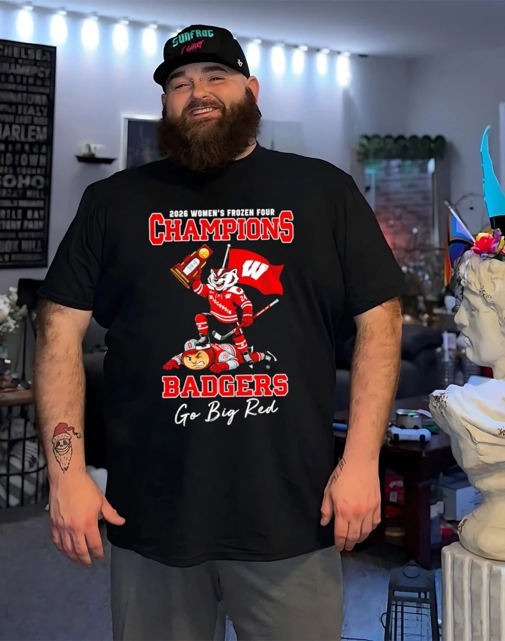 Wisconsin Badgers 2026 NCAA Women’s Frozen Four Champions go Big Red mascot shirt