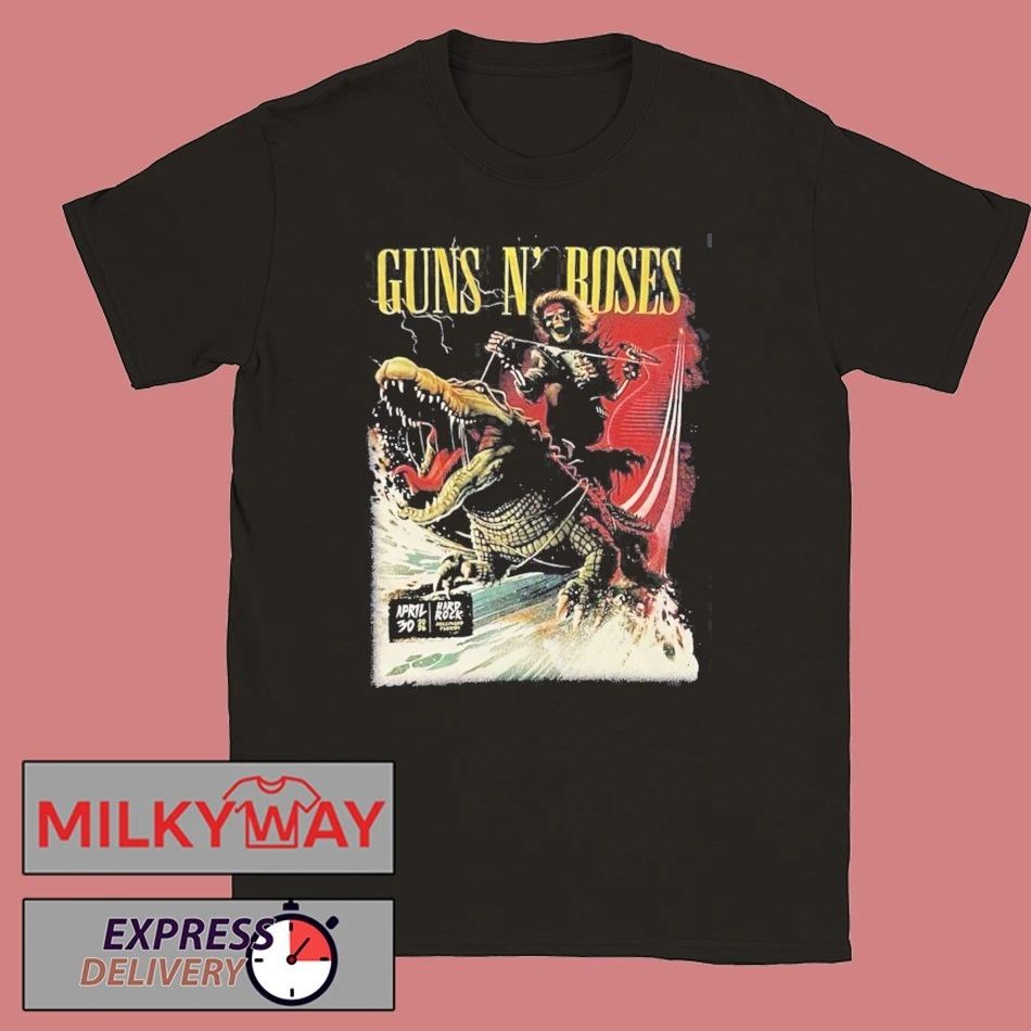 Guns N Roses Hollywood Florida 2026 Night 1 Venue Merch Tee At Hard Rock On April 30 2026 Skeleton Riding Crocodile shirt